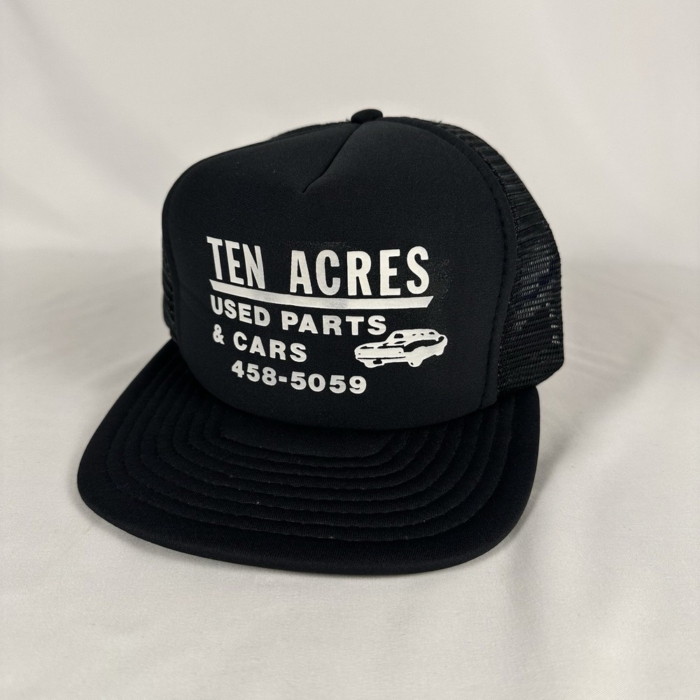 Vintage Ten Acres Used Car Parts Trucker Hat Black Mesh Snapback Cap